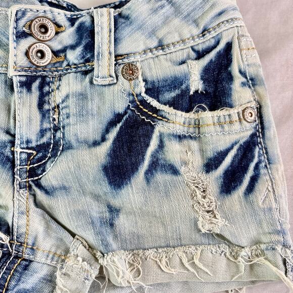 Y2K Acid Wash Low Rise Denim Mini Shorts 0/25" Amethyst - Picture 3 of 6